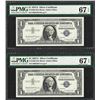 Image 1 : Lot of (2) Consecutive 1957A $1 Silver Certificate Notes PMG Superb Gem Unc 67EP