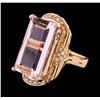 Image 1 : 17.17 ctw Kunzite and Diamond Ring - 14KT Rose Gold