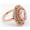 Image 9 : 6.23 ctw Morganite and Diamond Ring - 14KT Rose Gold