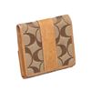 Image 2 : Coach Brown Beige Monogram Canvas Tan Leather Trim Small Wallet