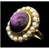 Image 1 : 32.40 ctw Ruby and Pearl Ring - 14KT Yellow Gold