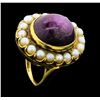 Image 4 : 32.40 ctw Ruby and Pearl Ring - 14KT Yellow Gold