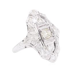 0.95 ctw Diamond Vintage Ring - 18KT White Gold