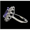 Image 3 : 3.44 ctw Tanzanite and Diamond Ring - 14KT White Gold