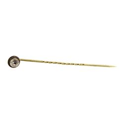 White Crystal Stick Pin - Yellow Gold Plated