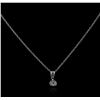 Image 1 : 14KT White Gold 0.10 ctw Diamond Solitaire Pendant With Chain