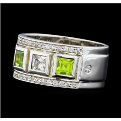 Crayola 0.90 ctw Peridot and White Sapphire Ring - .925 Silver