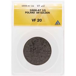 1666-AT Poland AR Gulden Coin ANACS VF20