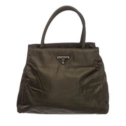 Prada Green Nylon Double Handle Tote Bag