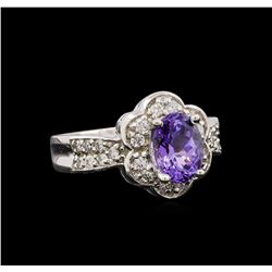 14KT White Gold 1.49 ctw Tanzanite and Diamond Ring