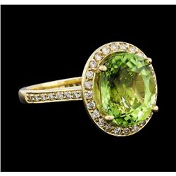 4.82 ctw Beryl and Diamond Ring - 14KT Yellow Gold