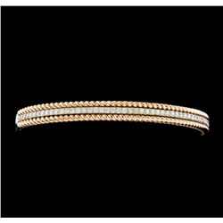 0.95 ctw Diamond Bangle Bracelet - 14KT Rose and White Gold