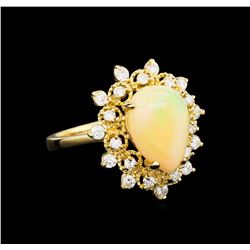 2.76 ctw Opal and Diamond Ring - 14KT Yellow Gold