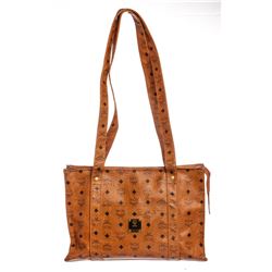 MCM Cognac Visetos Coated Canvas Leather Vintage Large Tote Bag