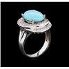 Image 3 : 3.79 ctw Turquoise and Diamond Ring - 14KT White Gold