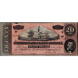 1864 $20 Confederate States of America Note