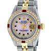 Image 1 : Rolex Ladies 2 Tone 14K Pink MOP Sapphire & Ruby Datejust Wriswatch