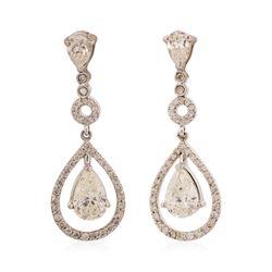 14KT White Gold 3.08 ctw Diamond Dangle Earrings