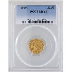 1926 $2 1/2 Indian Head Quarter Eagle Gold Coin PCGS MS63