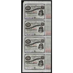 Uncut Sheet of (4) State of Louisiana Baby Bond Obsolete Notes