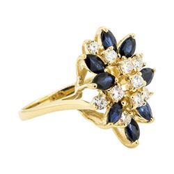 1.20 ctw Sapphire and Diamond Ring - 14KT Yellow Gold