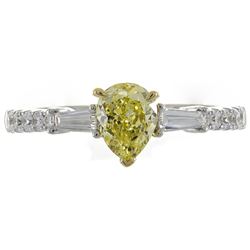 1.04 ctw Fancy Yellow Diamond Ring - 18KT Two-Tone Gold