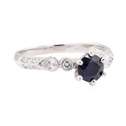 1.10 ctw Sapphire and Diamond Ring - 18KT White Gold