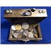 Image 1 : Wooden Treasure Box FILLED with World Coins 1.5lbs total weight