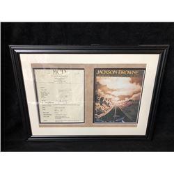 JACKSON BROWNE SIGNED & FRAMED LETTER OF CONFIRMATION (MCP PROMOTIONS LIMITED)