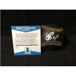 YOENIS CESPEDES SIGNED BLACK RAWLING BASEBALL (BECKETT COA)