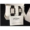 Image 2 : ROTARY HIS & HERS WRIST WATCH SET W/ ORIGINAL BOX (SWISS MADE)
