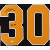 Image 2 : Gerry Cheevers Signed Boston Bruins 35x43 Custom Framed Jersey Inscribed "HOF 85" (JSA COA)