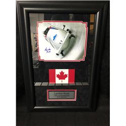 LYNDON RUSH SIGNED TEAM CANADA BOBSLEIGH 2010 FRAMED COLOR PHOTO (GAMEDAY COA)