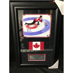 BRAD GUSHUE SIGNED CANADA-CURLING 2006 GOLD 26 X 16  FRAMED PHOTO DISPLAY (GAMEDAY COA)