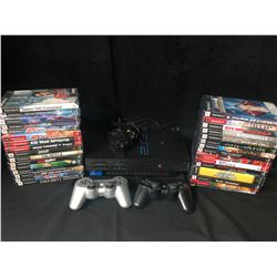 PS2 VIDEO GAME SYSTEM W/ GAMES & CONTROLLERS