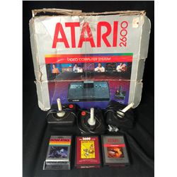 ATARI 2600 VIDEO GAME SYSTEM W/ GAMES & CONTROLLERS