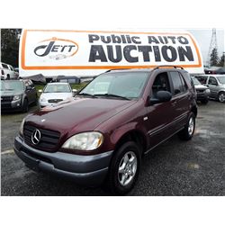 A9 - 1999, MERCEDES-BENZ ML-320, SUV, RED, 319,788 KM'S "No Reserve"