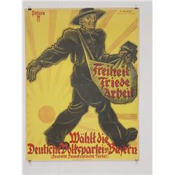 German WWI Poster,  Freiheit Friede Arbeit - Wähl