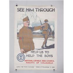 American WWI Poster, "See Him Through - Help Us t