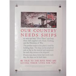 American WWI Poster,  Our Country Needs Ships - B