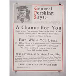 American WWI Poster  General Pershing Says A Chan