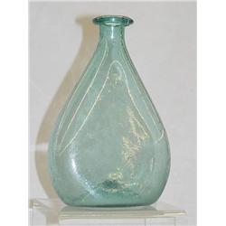 5 3/4" FLAT CHESTNUT BOTTLE AQUA W/ PONTIL - SURF