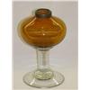 Image 1 : 7 3/4" BLOWN GLASS OIL LAMP W/ AMBER FONT and CLE