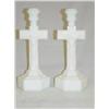Image 1 : PR. NEW ENGLAND MILK GLASS CRUCIFIX CANDLESTICKS 