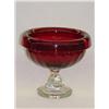 Image 1 : 8 3/4" NEW ENGLAND RUBY CUT COMPOTE W/ CLEAR GLAS