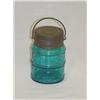 Image 1 : 4 1/2" PATENTED GLASS PAIL W/ TIN LID and BAIL HA