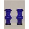 Image 1 : PR. 8 1/4" BLOWN COBALT VASES - ROLLED RIM W/ PON