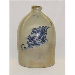 3 GAL. J and E NORTON JUG W/ COBALT LEAF DECORATI