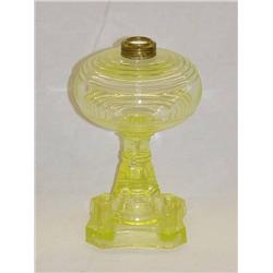 RARE 8" VASELINE OIL LAMP W/ MATCH HOLDER and STR