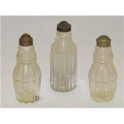 LOT (3) CLEAR SANDWICH CASTOR BOTTLES W/ TIN TOPS